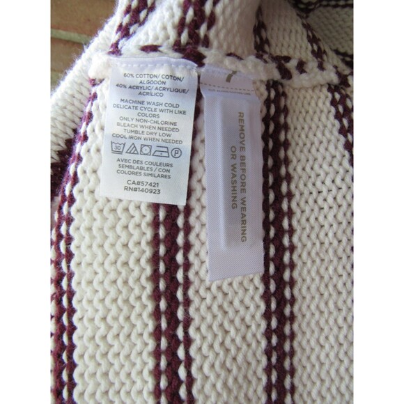 LOFT Cardigan Sweater XL Striped Pockets V-Neck Buttons Chunky 2021 Academia - Picture 13 of 14